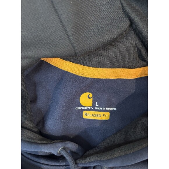 Carhartt Force Hoodie Mens L Large Navy Blue Relaxed Fit Pullover Sweatshirt - Picture 3 of 10